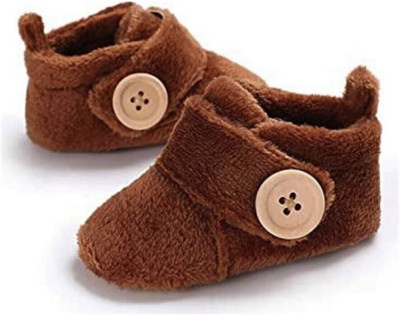 Star Fish Baby Boys & Girls 3 TO 12 Months Comfortable Soft Cotton Party Wear Booties Booties(Toe to Heel Length - 12 cm, Coffee)