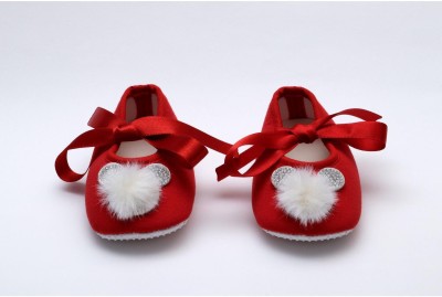 Daizy bunny booties_red Booties(Toe to Heel Length - 11 cm, Red)