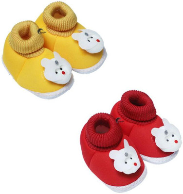 MAGLU Booties(Toe to Heel Length - 11 cm, Yellow, Red)