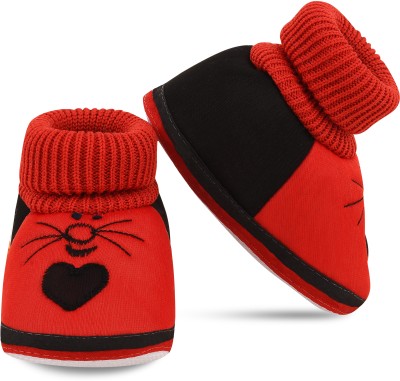 ONFEET Baby Booties/Mittens Soft Skin Friendly Comfort Booties for 0-9M Baby Boys/Girls Booties(Toe to Heel Length - 11 cm, Red)