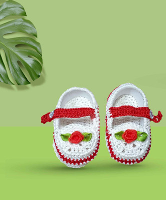FIRST STEP BABY Booties(Toe to Heel Length - 10 cm, White)