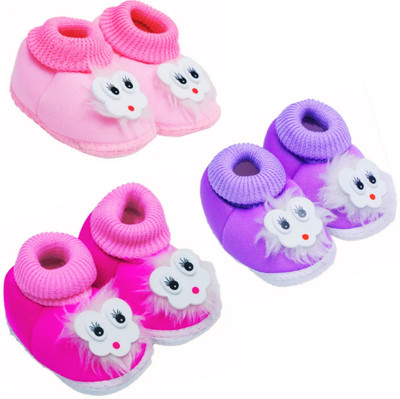 FITKNOT Booties(Toe to Heel Length - 11 cm, PURPLE, DARK PINK, LIGHT PINK)