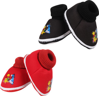 ASHISH TRADERS Booties(Toe to Heel Length - 11 cm, Black & Red)
