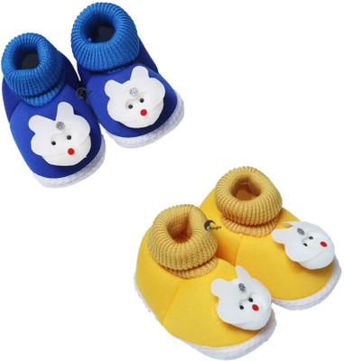 MAGLU Booties(Toe to Heel Length - 11 cm, Blue, Yellow)