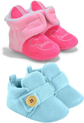 Y key Baby Boys & Girls (Pack Of - 02) 3 TO 12 Months Skin Friendly & Soft Comfortable Booties(Toe to Heel Length - 12 cm, Dark Pink, Sky Blue)