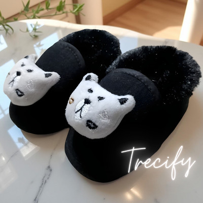 Trecify 0 To 12 Months Baby Boys & Baby Girls Soft Cotton Cute Booties(Toe to Heel Length - 12 cm, Black)