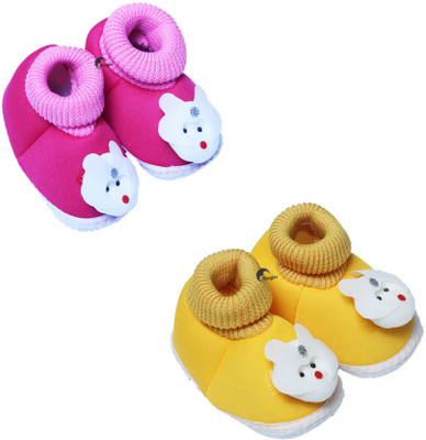 MAGLU Booties(Toe to Heel Length - 11 cm, Pink, Yellow)