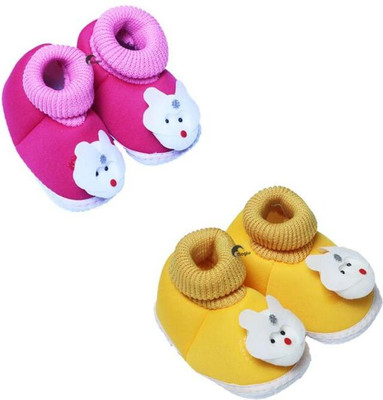 MAGLU Booties(Toe to Heel Length - 11 cm, Pink, Yellow)