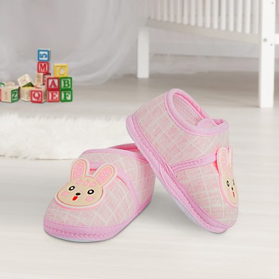 Baby Moo Cute Bunny Pink Booties Booties(Toe to Heel Length - 13 cm, Pink)