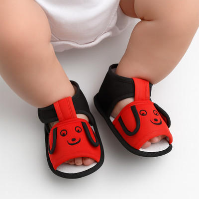 ONFEET Pack of 1 Sandal Booties for 0-9 Months Newborn Baby , Soft Skin-Friendly Baby Booties(Toe to Heel Length - 11 cm, Red::Black)
