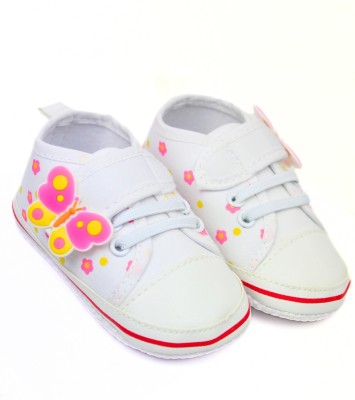 Baby Bloom 6 To 9 Months Baby Girls Cotton Floral Shoes/ Booties(Toe to Heel Length - 11 cm, White)