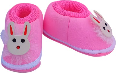 King stone Baby Booties/Baby Mittens/Elegent Baby Sandals/Newborn Baby Shoes for Boys&Girls Booties(Toe to Heel Length - 11 cm, Pink)