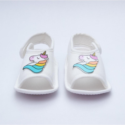 Daizy Sandels with unicorn design_white Booties(Toe to Heel Length - 12 cm, White)