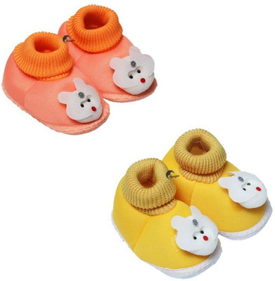 MAGLU Booties(Toe to Heel Length - 11 cm, Orange, Yellow)