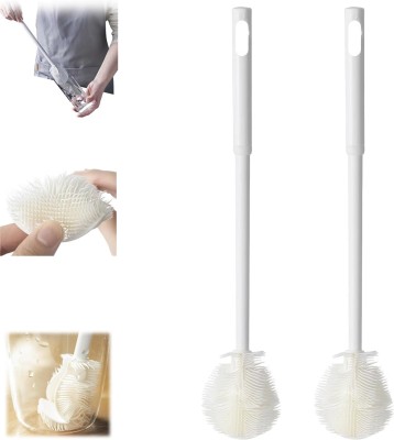 NARV Durable Cleaning Brush Silicone Bristles, Deep Cleaning Water Bottles, Jars K1(White)