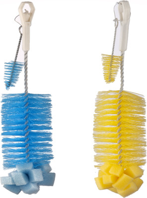 Mast Long Handle Cleaning Brush for Jars, Bottles, - Small [ Pack 2](BLUE/YELLOW)
