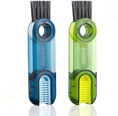kripara 3 in 1 Multifunctional Kitchen Mini Cup Glass Cover Bottle Cleaning Brush(Multicolor)