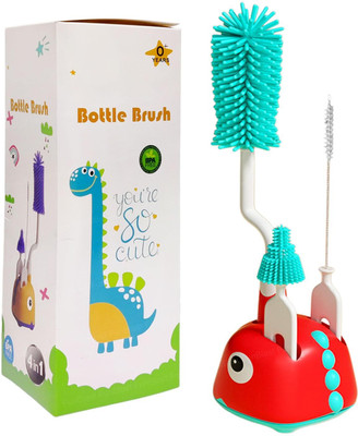 FunBlast Silicone Baby Bottle Cleaning Brush Set with Stand – 4-Piece(Red)