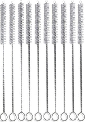 Frabble8 Nylon thin or thick Pipe Drinking Straw Cleaning Brushes Pack of 10(Silver)