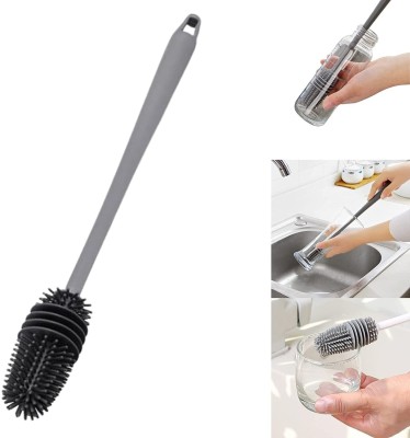 Uratech Silicone Bottle Cleaning Brush,TPR Made Flexible Bristles Brush,Soft Brush(Grey)