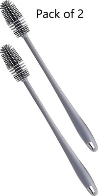 Heinriched Silicone Cleaning Brush Long Handle for cleaning Water Bottle,Vase and Glassware(Grey)