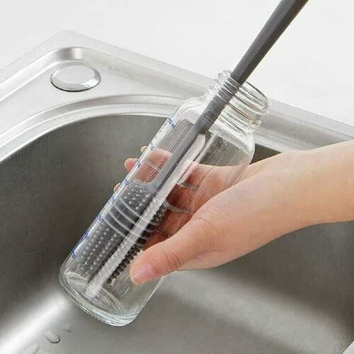Heinriched Bottle Cleaning Silicone Brush for Baby Water Bottle, Narrow Neck, Containers(Grey)