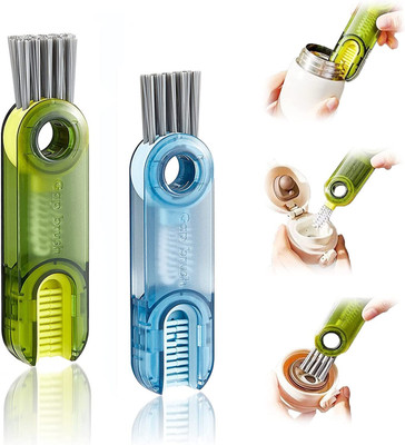 FROXY CARTS 3 in 1 Multifunctional Cup Cleaning Brush Nylon Wet and Dry Brush(Multicolor, 2 Units)