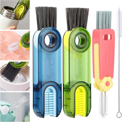 Diyansh 3 In 1 Multipurpose Cup Lid, Tiny Bottle Cup Lid Cap Crevice Cleaning Brush 3pc(Multicolor)