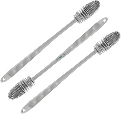 HOMESTIC by Kuber Industries Silicone Water Bottle Cleaning Brush with Long Handle|Pack of 3|Gray(Gray)