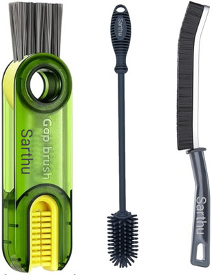 SARTHU 3in1 Multifunctional Cleaning Brush,Multipurpose Water Bottle Gap Cleaner Brush(Random Multicolor)