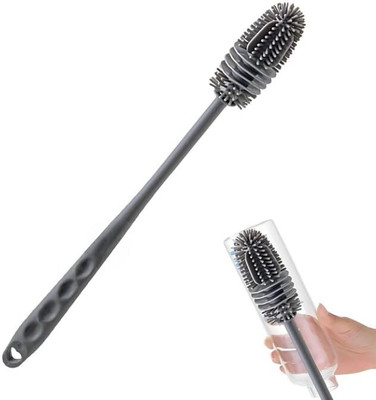 viral vault Silicone Bottle Cleaning Brush | Long Handle | Soft Bristles 28cm | Multi-color(White)