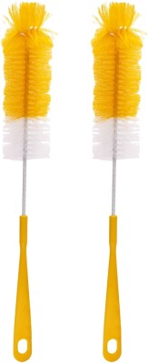 Adore Duece Long Handled Nylon Baby Bottle Cleaning Brush Kit Pack of 2(Yellow)