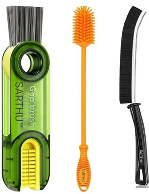 SARTHU 3 in 1 Multifunctional Brush & Gap Cleaning Brush & Silicone Long Bottle Brush(Random Multicolor)