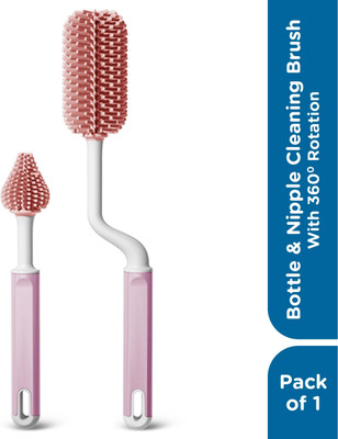 MeeMee Silicone Bristle Baby Feeding Bottle Cleaning Brush & Nipple Cleaner(Pink)