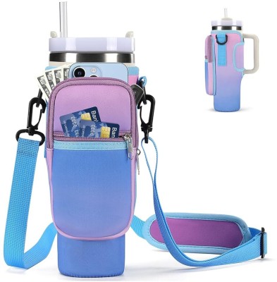 Venzina Water Bottle Carrier Bag for Stanley 40/30 oz Tumbler with Phone Pocket Water(Pink, Blue)