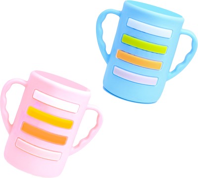 The Little Lookers Baby Bottle Cover with Handle/ Silicone Warmer Cover/Milk Bottle Cover for Baby(Pink & Blue)
