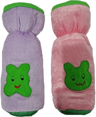 ADRIEL BRINGING JOY Baby Milk Bottle Cover, Pack of 2, Milk Feeding Velvet Bottle Cover 250ml(Purple, Pink)