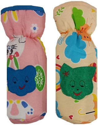 ADRIEL BRINGING JOY New Born Baby Feeding Cotton printed Bottle Cover(250ml) - Pack of 2(Pink, Orange)