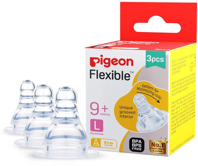 Pigeon Flexible 9 month plus L size pack 3 nippl Fast Flow Nipple(Pack of 3 Nipples)