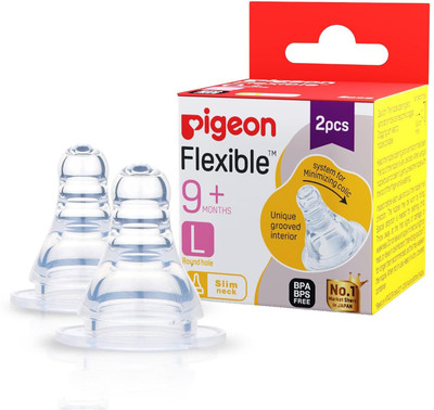 Pigeon flexible 9 months plus L slim neck 2 pcs nippls Fast Flow Nipple(Pack of 1 Nipple)