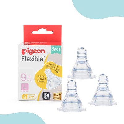 Pigeon Peristaltic Nipple L 3Pcs Fast Flow Nipple(Pack of 2 Nipples)