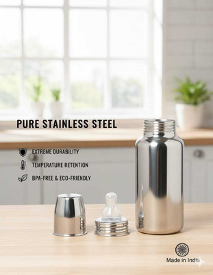 RaoSons Stainless Steel Baby Feeding Bottle 240ml , 304 GRADE STEEL New Born Flow Nipple(Pack of 1 Nipple)