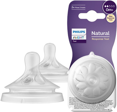 Philips Avent Natural Response Teat SCY962/02 | 0m+ age | Flow 2 | BPA free | Pack of 2 New Born Flow Nipple(Pack of 2 Nipples)