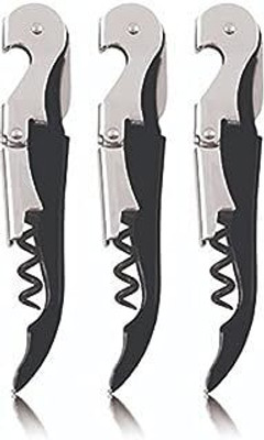 Protos India.Net ® 3 in 1 Wine Cork Opener Pack of 3 Professional Corkscrew for Waiters to Steel Wine Bottle Opener Foil Cutter Bottle Opener(Pack of 1)