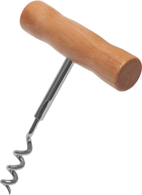 fackelmann 49701 Stainless Steel Corkscrew With Wooden Handle Removing Cork from Wine Bottle-11cm Bottle Opener(Pack of 1)