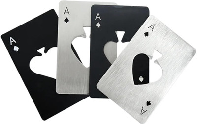 RV Mart CARDACESPADEOPENERSETOF4 4pcs Casino Poker Card Bottle Opener Card Shape Fancy Openers Metal Bar Tool Bottle Opener Set