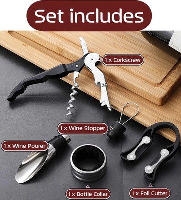 VARIYAENTERPRISE28 4 pcs Wine Chess Gift Set, Wine Bottle Opener Tool Kit with Chess Set Wine Opener Set -Multifunctional Wine Opening Tool Chess Set Bottle Opener Set(Pack of 1)