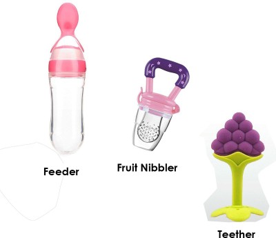 Saugat Traders Feed Nibbler - Fruit Nibbler/Soft Pacifier/Feeder - Teether Silicone feeding bottle - Fruit Nibbler/Soft Pacifier/Feeder-Teether Tongs(Aqua)