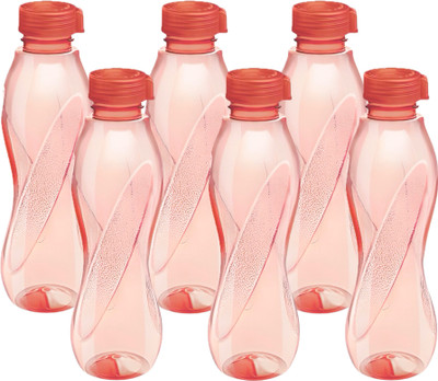 Aqunix Fridge Water Bottles Set of 6 | 1L Each | BPA-Free, Leakproof, Reusable 1000 ml Bottle(Pack of 6, Red, Plastic, PET)