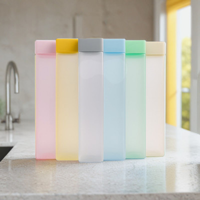 watello Frosty Square Air Tight Multipurpose Water Bottle 1000 ml Bottle(Pack of 6, Multicolor, Plastic)